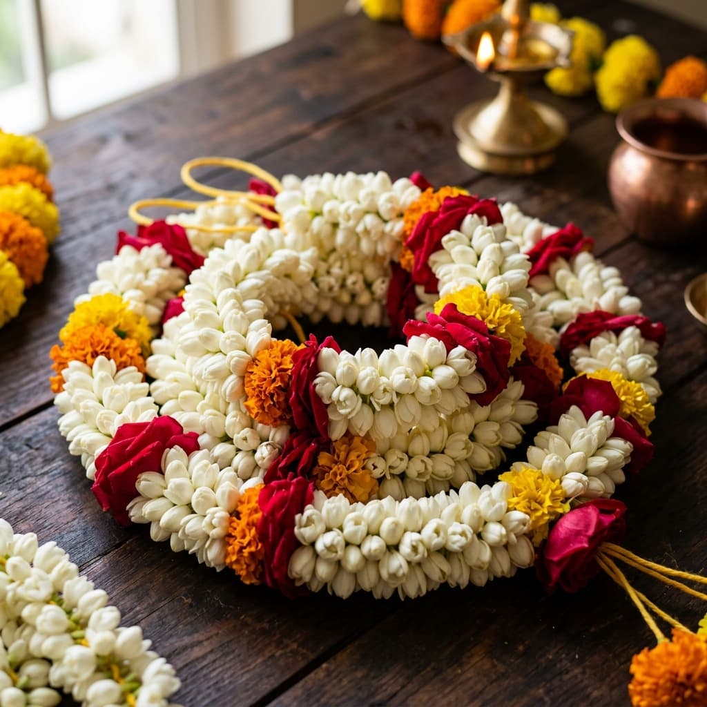 Jasmine and rose garlands